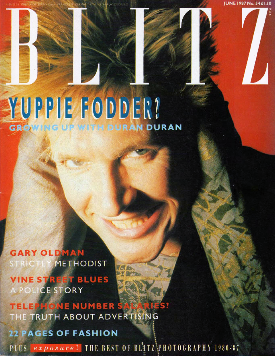 BLITZ 54 Jun 1987 Simon Le Bon of Duran Duran photograph by Russell Young