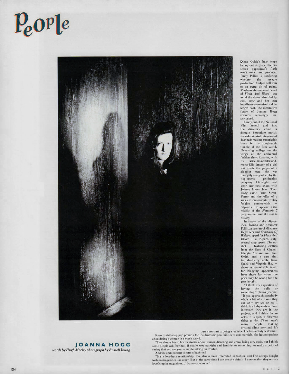 BLITZ 54 Jun 1987 Joanna Hogg interview by Hugh Morley photograph by Russell Young