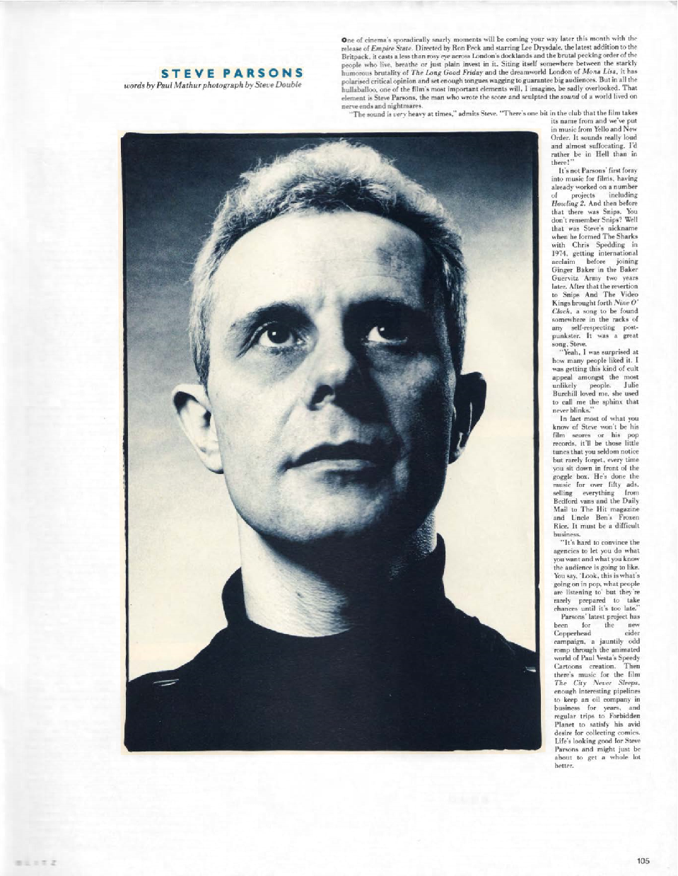 BLITZ 54 Jun 1987 Steve Parsons interview by Paul Mathur photograph by Steve Double