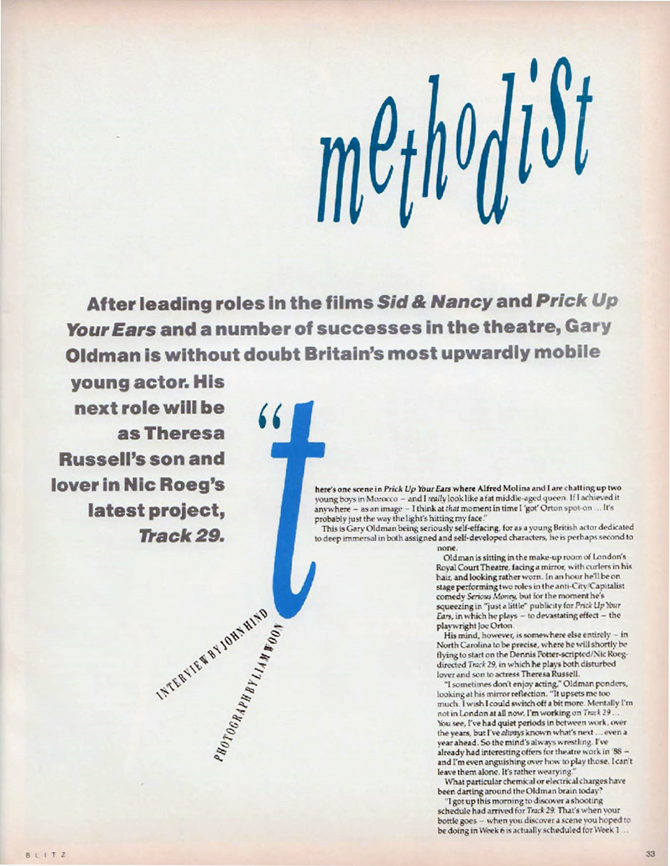 BLITZ 54 Jun 1987 Gary Oldman interview by John Hind