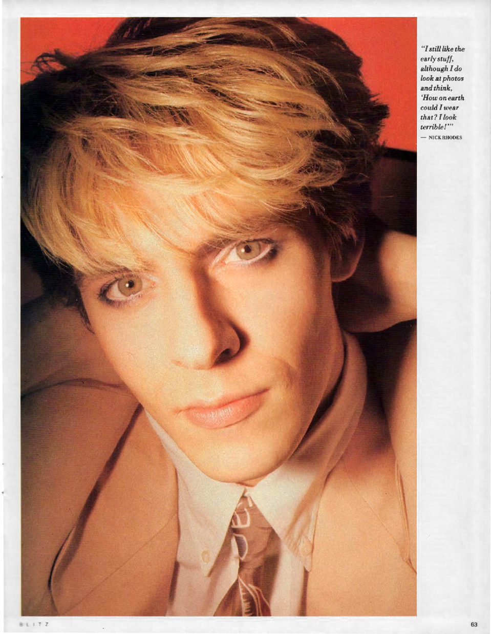 BLITZ 54 Jun 1987 Nick Rhodes of Duran Duran photograph by Russell Young